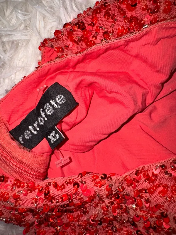 NEW Retrofête Katerina Sequin Dress - Calypso Coral size XS - Image 10