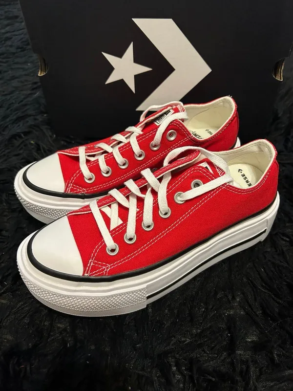 CONVERSE Ctas Lift Double Stack OX red platform shoes sneakers women’s 8.5 new - Image 2