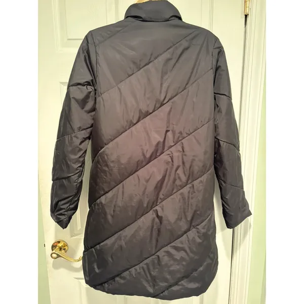 United Colors of Benetton Down Puffer Coat Women’s L‎ Black Y2K Gorpcore Long - Image 4