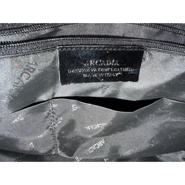 ARCADIA Leather Womens Black Handbag Satchel Bag Made In Italy Classic Chic - Image 6