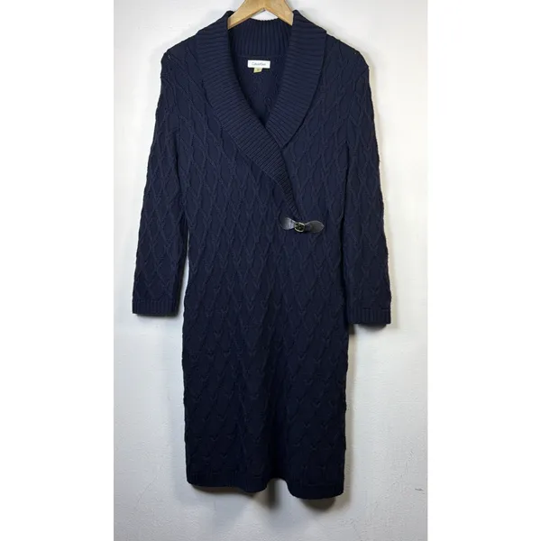 Calvin Klein Black cable knit Sweater Dress Women’s XL wrap lagenlook cottage - Image 2