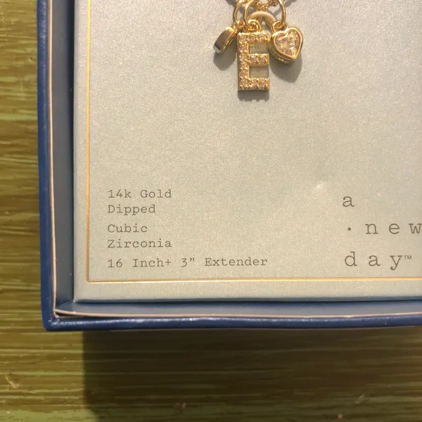 A New Day NWT 14K Gold Dipped Charm Initial "E" Pendant Necklace - Image 2