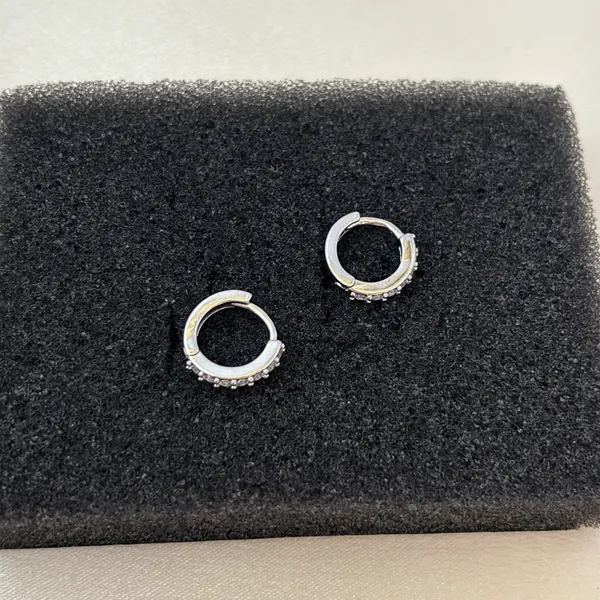 12mm CZ Small Hoop Earrings for Men Women Streetwear Punk Hip Hop Unisex Earring - Image 3