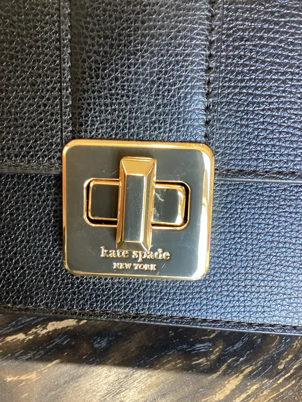 kate spade Phoebe Black Leather Mini Flap Crossbody with Turnlock Closure - Image 5