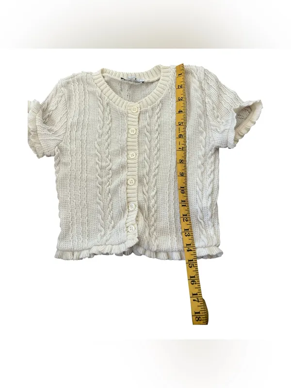 Women’s Cream Cable Knit Button-Front Top Size S - Image 4