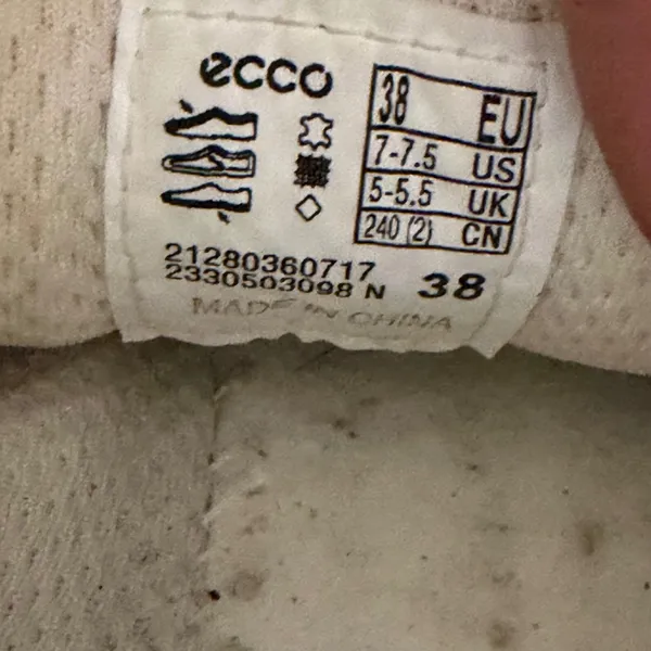 ECCO Soft 7 White Leather Metallic Rose Gold Silver Sneakers Size 38 7-7.5 - Image 7