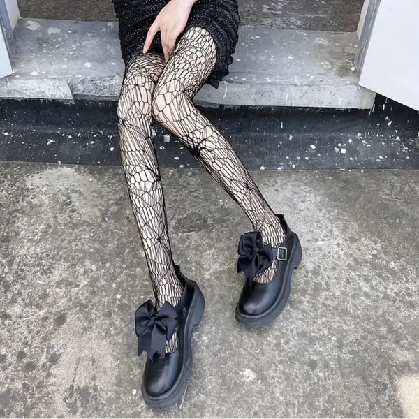 Gothic Spider Jacquard Out Sheer Tights Hollow‎ Out Women’s Pantyhose One Size - Image 9