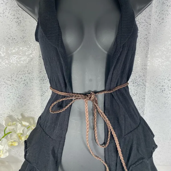 Belle du Jour Black Sweater Vest with Rope Belt - Image 4