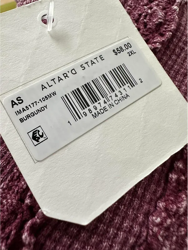 Altar'd State Vada Thermal Lace Crop Top NWT Burgundy 2XL - Image 6