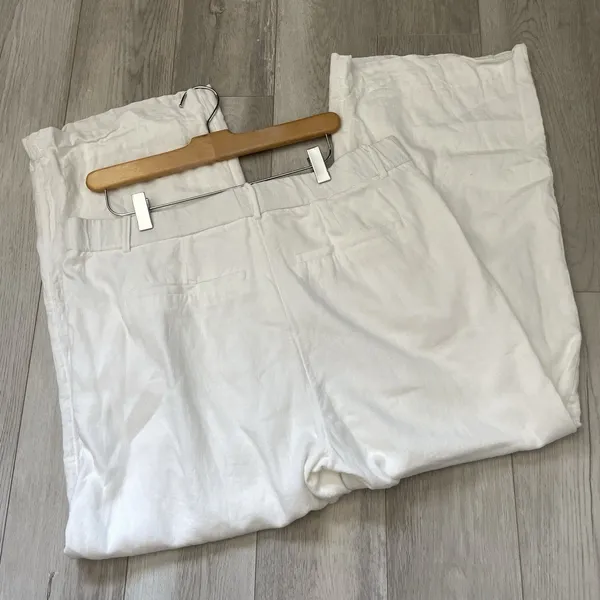 Abercrombie & Fitch Pants linen straight leg dress womens White size 12 petite - Image 5