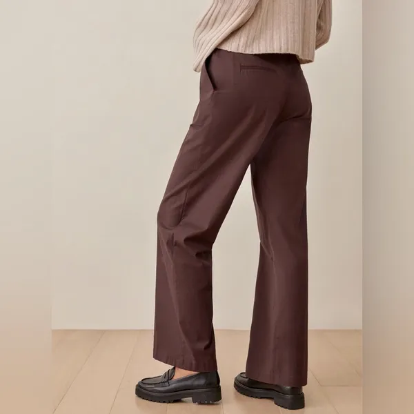 Reformation Brown Rox Button Front Wide Leg Trouser Pants Womens Size 12‎ - Image 4