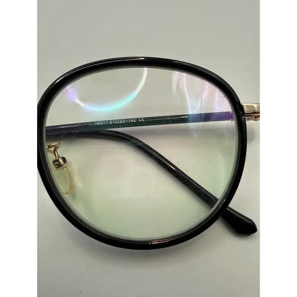 Round Black and Gold Frame Glasses 16011 51-22-142 Clear Lens Eyewear - Image 2