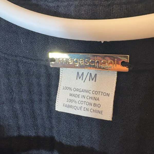 Magaschoni‎ Black Organic Cotton Gauze Short Sleeve Relaxed Top Size Medium - Image 2