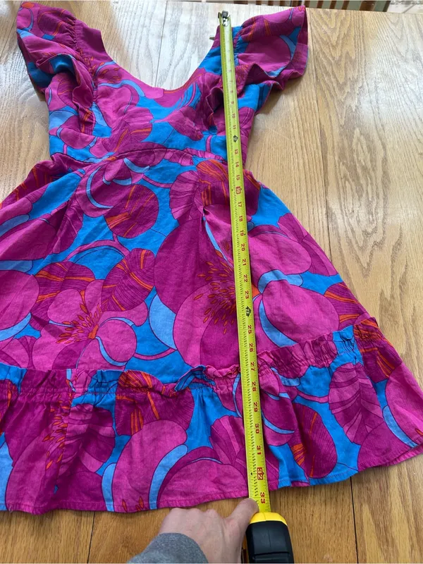 Tuckernuck X Cameran‎ Eubanks Wild Azalea Edisto Dress Pink Blue Linen Small S - Image 12