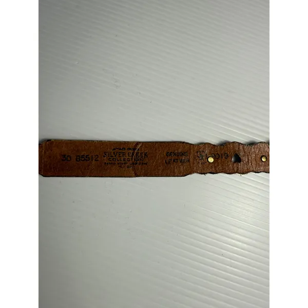 Silver Creek Collection Western Tooled Leather Belt Red Brown‎ Buckle 30 - Image 4