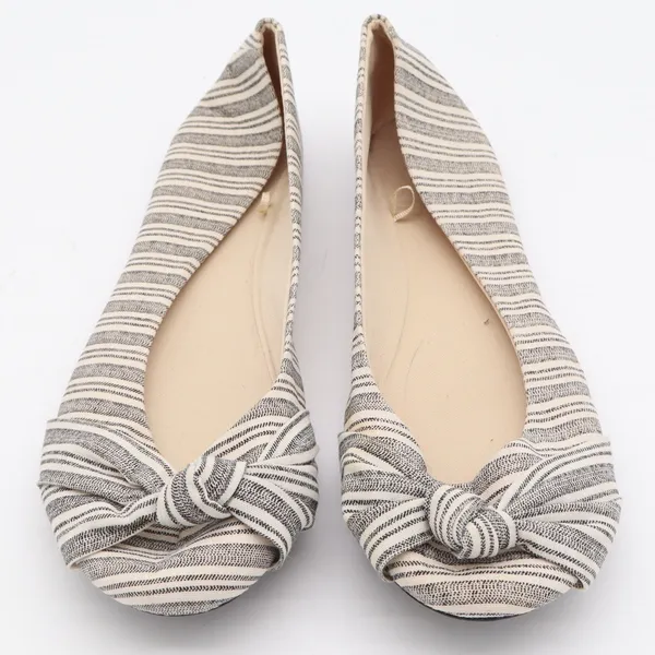 Time and Tru Womens Striped Knotted Bow Pointed Toe Ballet Flats Black Cream 10 - Image 3
