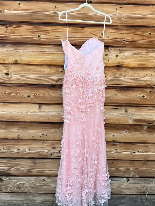 MAC DUGGAL Pink Size 8 3D Floral Strapless Sweetheart Gown With Slit Dress - Image 11