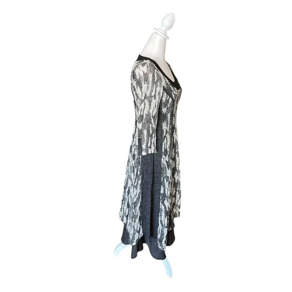 Picadilly Fashion Gothic Witchy Midi Dress Black White Layered Womens Size XS - Image 9