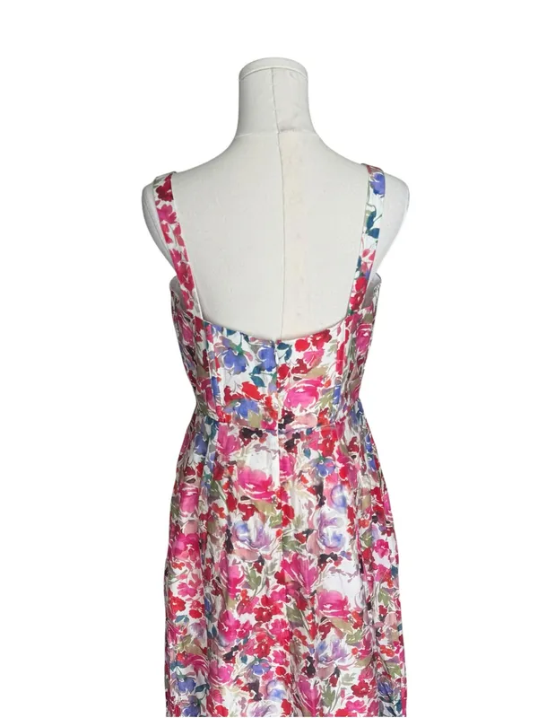 Bardot x Revolve - NWT Floral Corset Midi Dress Linen Blend Boned Bodice Sz L - Image 7