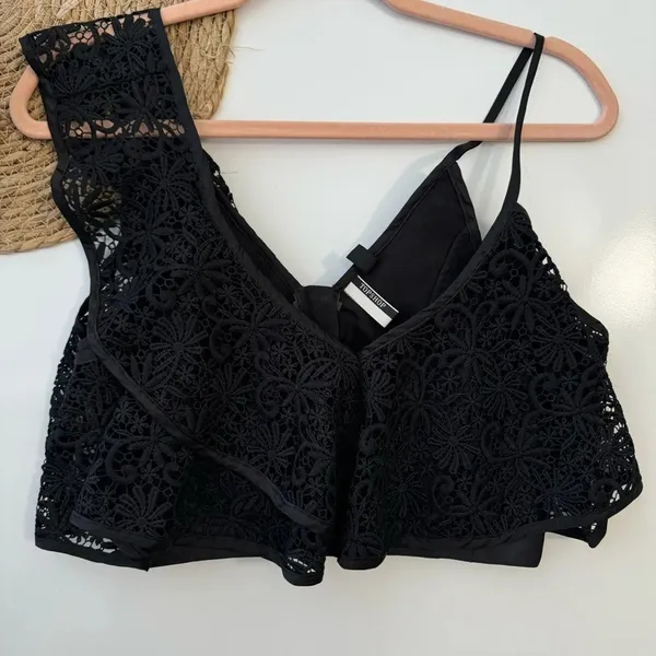 Topshop Women Embroidered‎ Tops, Black Size 4 - Image 4
