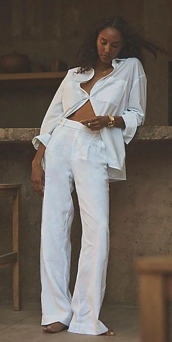 Madewell NWT White Harlow Wideleg Linen Pants 8 - Image 4