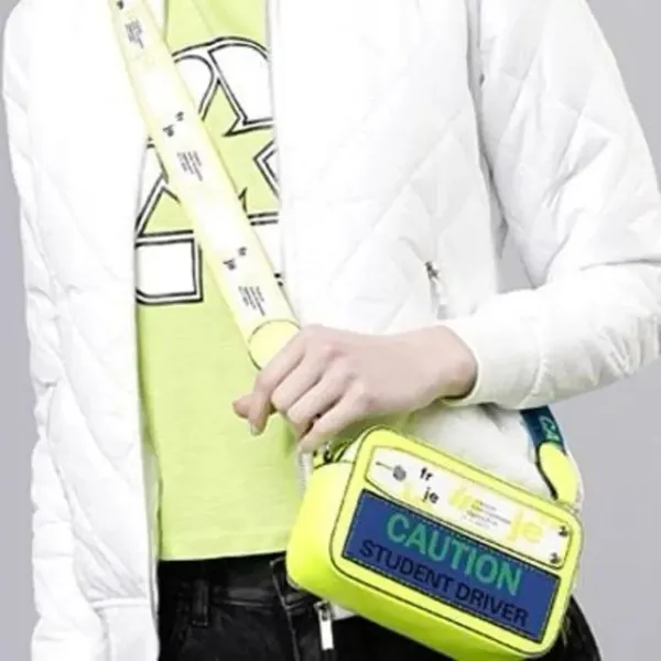 Neon yellow fluorescent green Cross body bag purse Fanny pack caution student dr - Image 2