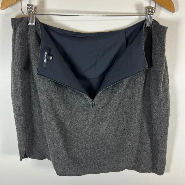 Madewell Womens Gray Wool Blend Mini Skirt Size 12 Lined Back Zip Heathered‎ - Image 6