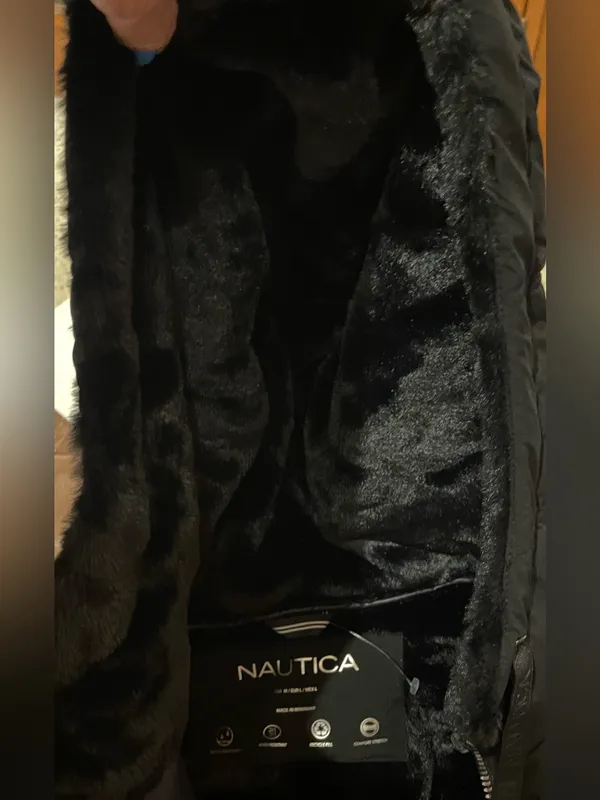 Nautica NWT Women Size M Black Hooded Puffer Jacket Coat Water Resistant Stretch - Image 7