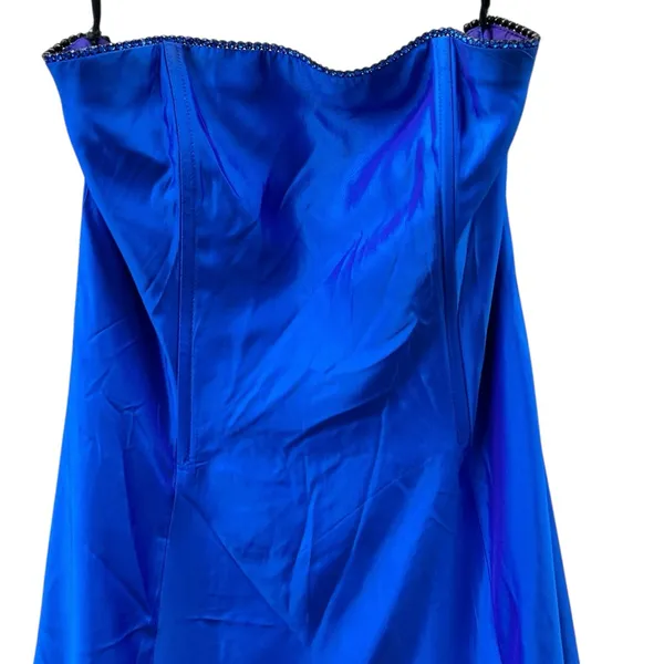 Gunne Sax Jessica McClintock Blue Strapless Prom Gown‎ Vintage Y2k Formal Dress - Image 2
