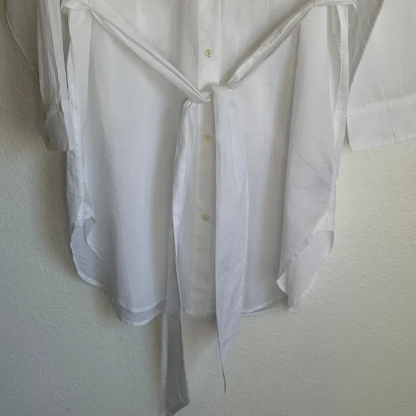NWT J. Crew Sz L Coverup Shirt‎ Dress White BF771 Vacation 100% Organic Cotton - Image 6