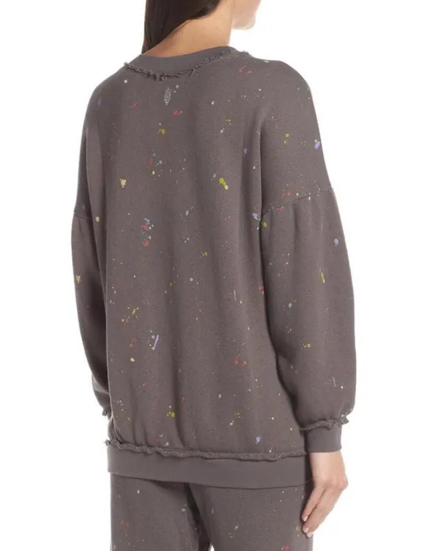 Free People FP Movement Grey Splatter Paint Sweatshirt - Image 3