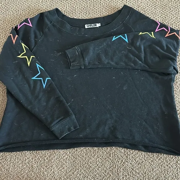 Chrldr Women’s Faded Black with Rainbow Stars Matching Jogger Set - Size S - Image 2