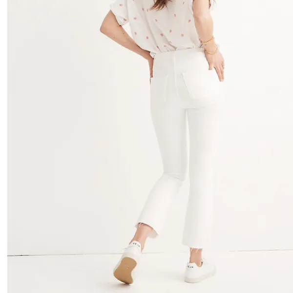 NWT Madewell Cali Demi-Boot Jeans Raw-Hem Jeans White asZ-36 - Image 6