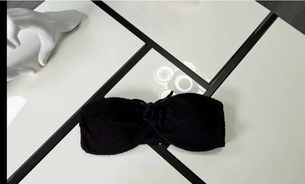 Zaful Black Smocked Bandeau Bikini TOP ONLY - Size Small - Image 4