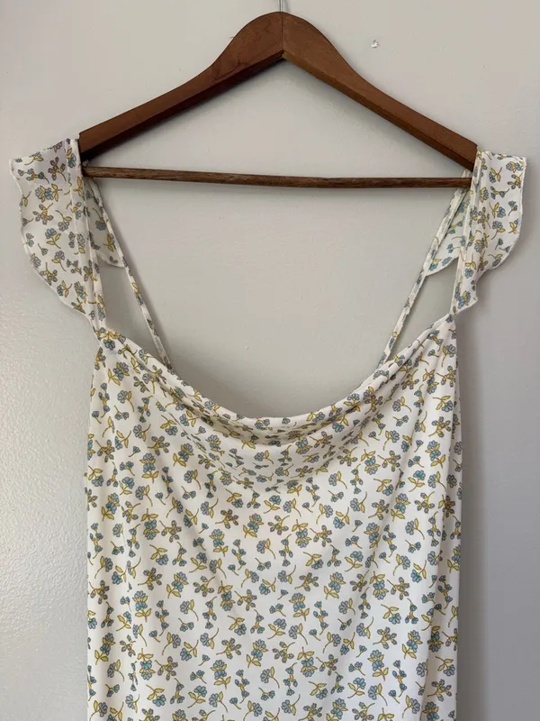 Kirious LA Floral Slip Dress in Cream and Olive - Image 2