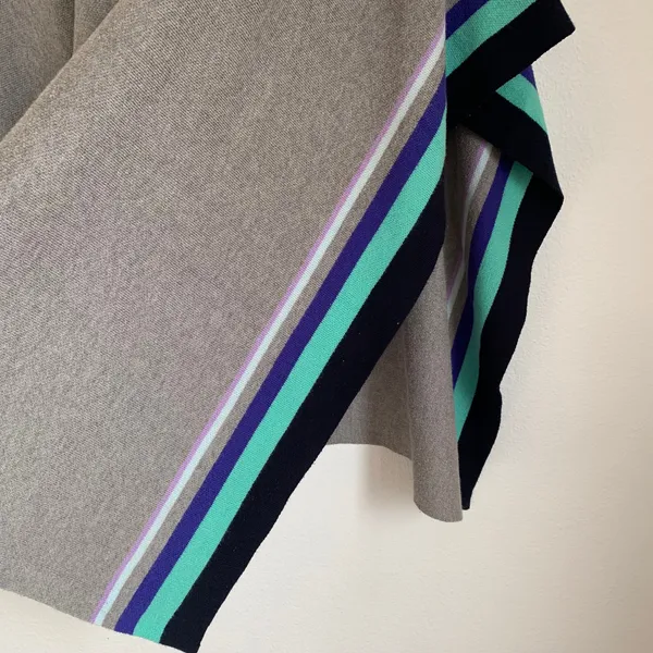 Talbots Colorblock Striped Pullover Poncho Top‎ Crew Neck OS Lagenlook Flowy - Image 4