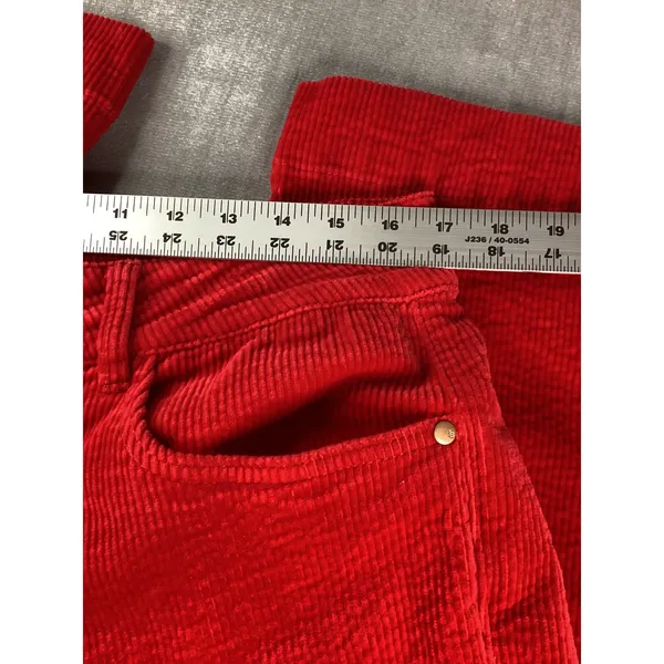 Judy Blue Red Corduroy Wide Leg Pants Women's 14W Flare Button Fly - Image 3