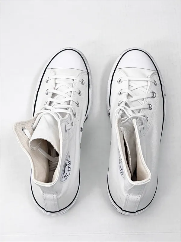 CHUCK TAYLOR ALL STAR CONVERSE White Platform Lace Up High Top Sneakers Size 10 - Image 11