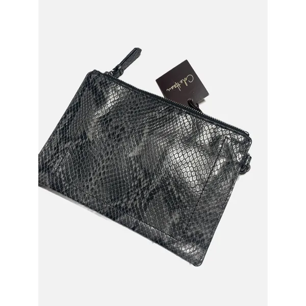 Cole Haan Zip Pouch Womens Medium‎ Black Snake Print Leather Wristlet Chelsea II - Image 4