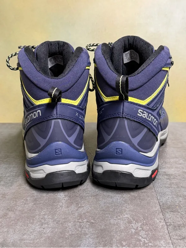 Salomon X Ultra Wide GTX Women's Wide Waterproof Hiking Boots Blue/Yellow Sz 10 - Image 9