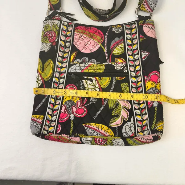 Vera Bradley Crossbody Women's Bag Black Purse Floral Quilted Moon Bloom Handbag - Image 5