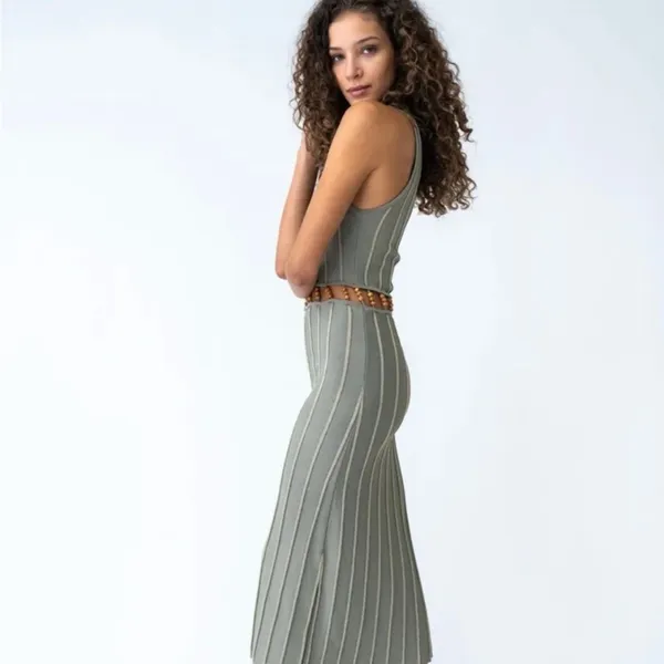 NWT Adrienne Landae Women’s khaki Peek-A-Boo Dress S $245‎ - Image 2