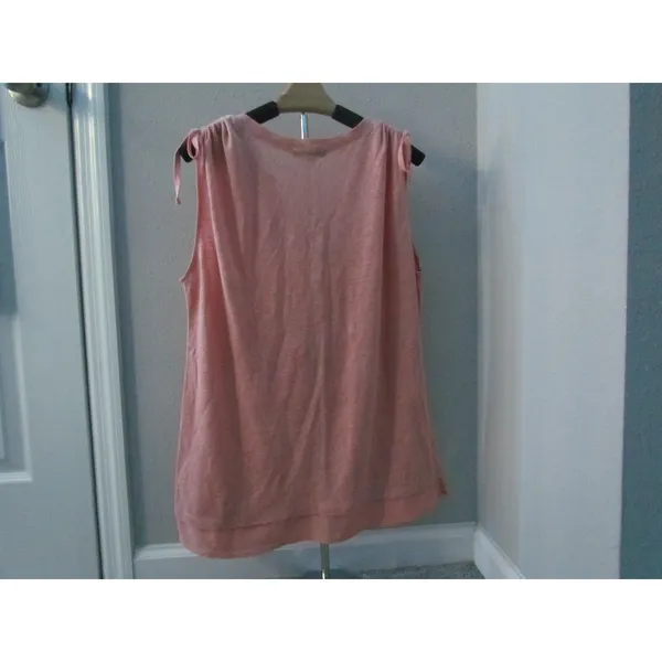 Sanctuary Tank Top Large‎ Pink Linen Tie Shoulder V-Neck Sleeveless Boho - Image 2