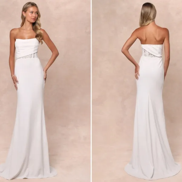 LULUS Bridal Wedding Sophisticated Elegant Corset Chic Lace Mermaid Gown - Image 5