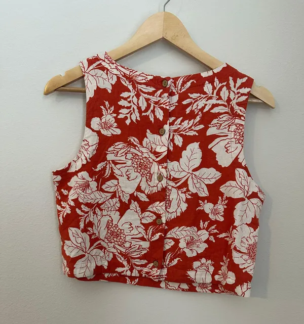 Old Navy Orange Floral Blouse - Image 2