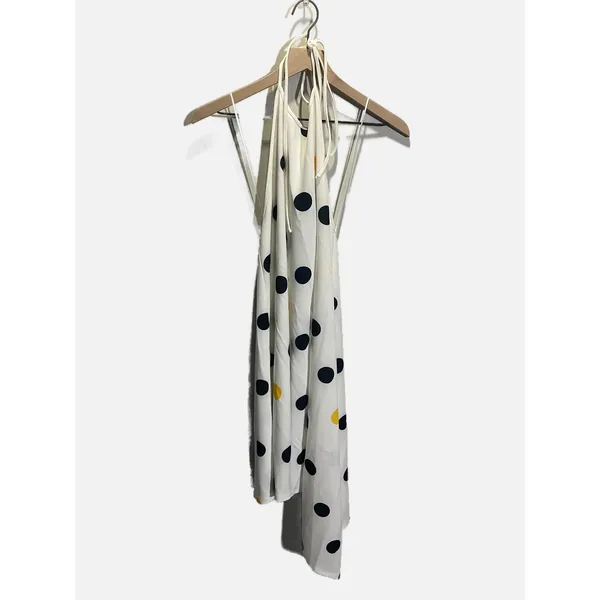 Zara Polka Dot Dress Womens Small White Yellow Halter Asymmetric Hem Summer Boho - Image 2