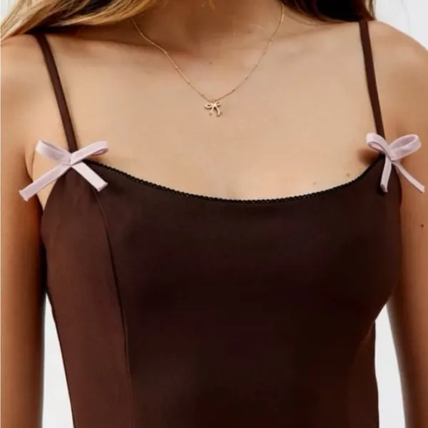 Motel Calilia Bow Mini Dress. Size Large - Image 3