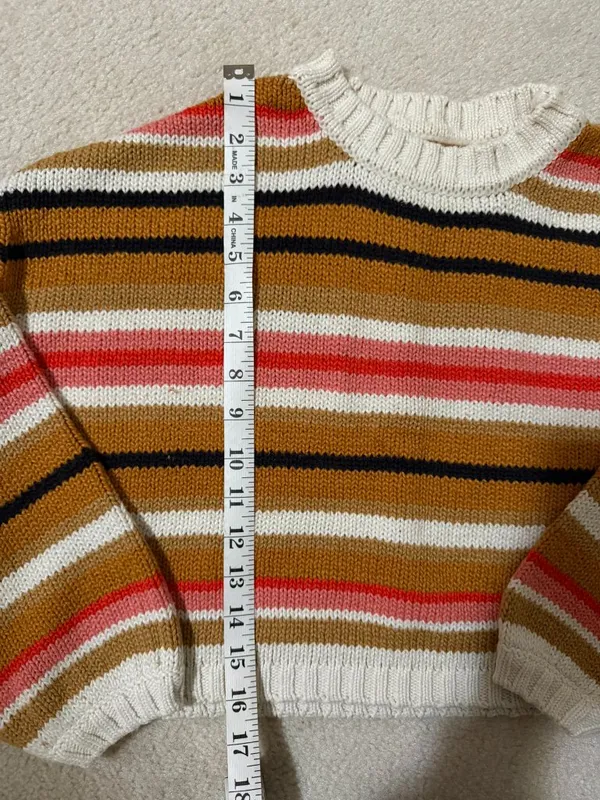 Billabong Multicolored Stripped, Boxy, Cropped Sweater in M - Image 2