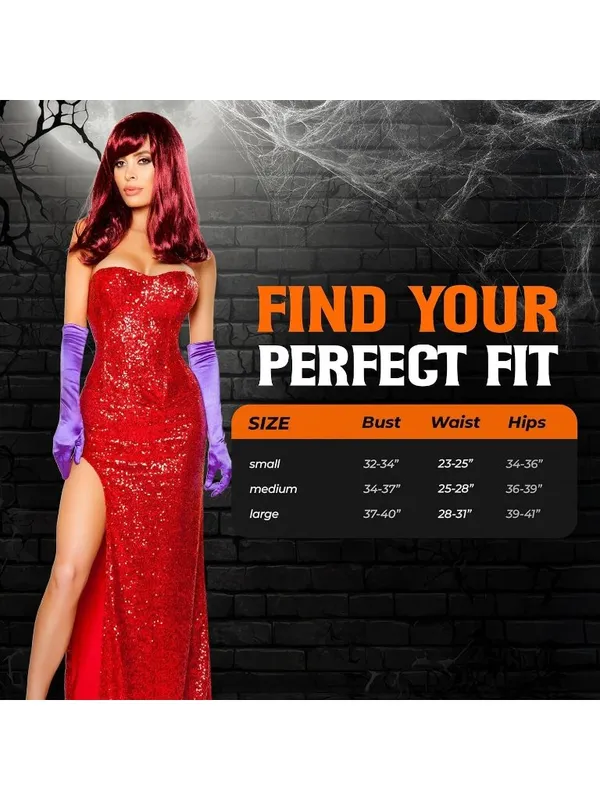 Roma Mrs. Rabbit Sexy Halloween Costume Red Sequin Dress ONLY w/ Slit MEDIUM - Image 3
