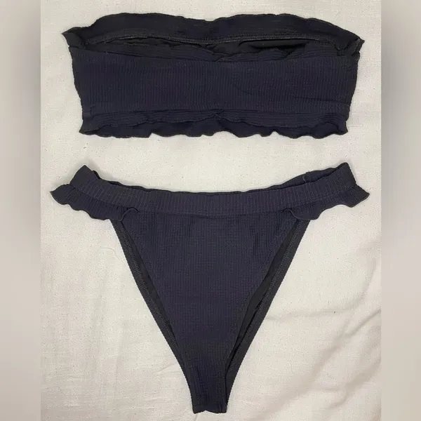 Ris-k Prowl Top & Horizon Bottom Ruffle Bikini, Black, Size S, NWOT - Image 6
